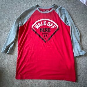 Boys Under Armour 3/4” sleeve baseball shirt
